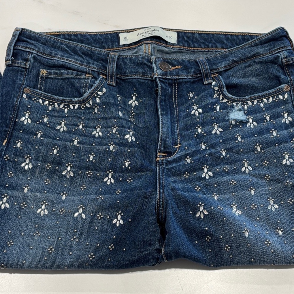 Abercrombie & Fitch Blue Embellished Skinny Jeans